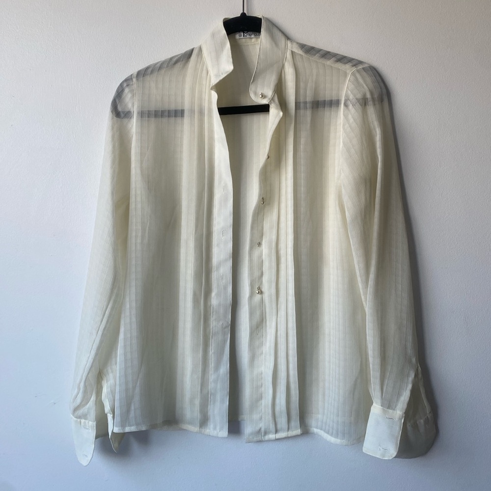 Cream sheer vintage blouse Size:M